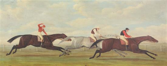 Follower of Henry Alken (1785-1851) Catherine beating Isaac and Lady le Gros, 17 x 41in.